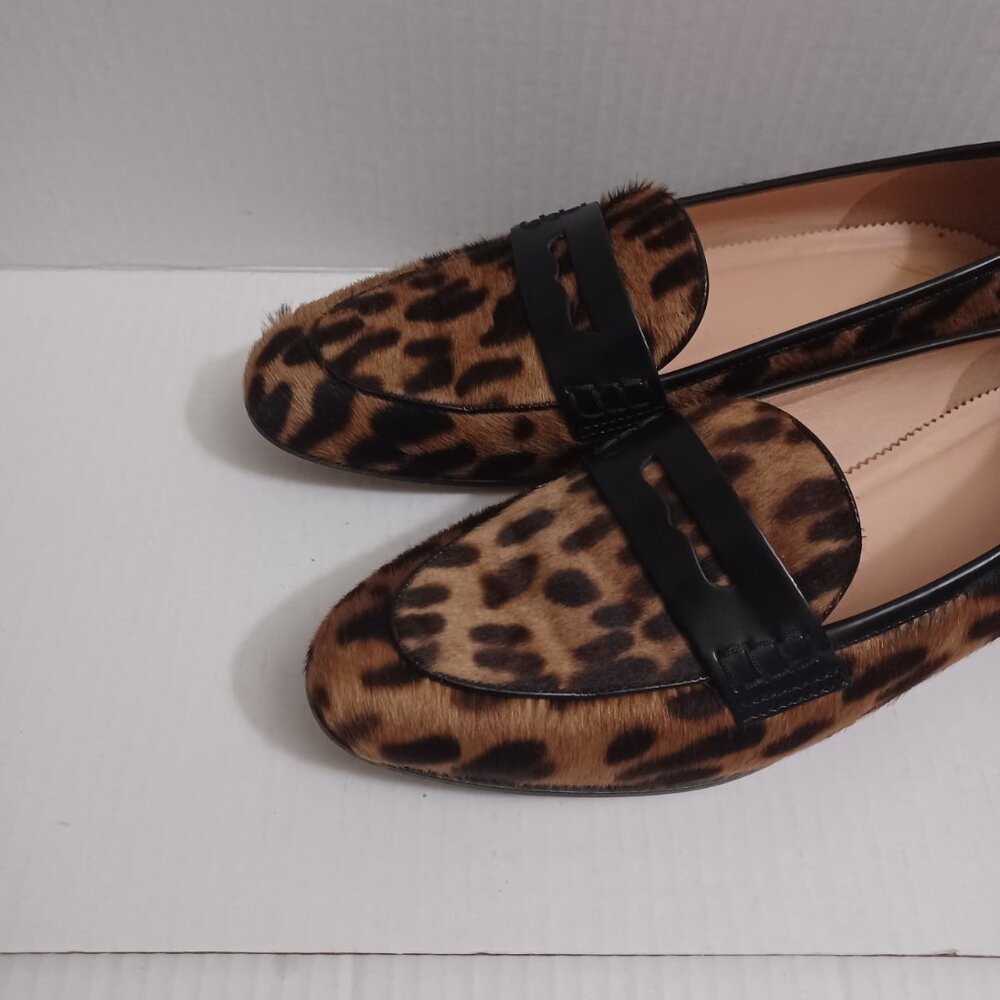 J.CREW ACADEMY LOAFERS IN LEOPARD CALF HAIR SIZE 7.5 - Picture 6 of 16